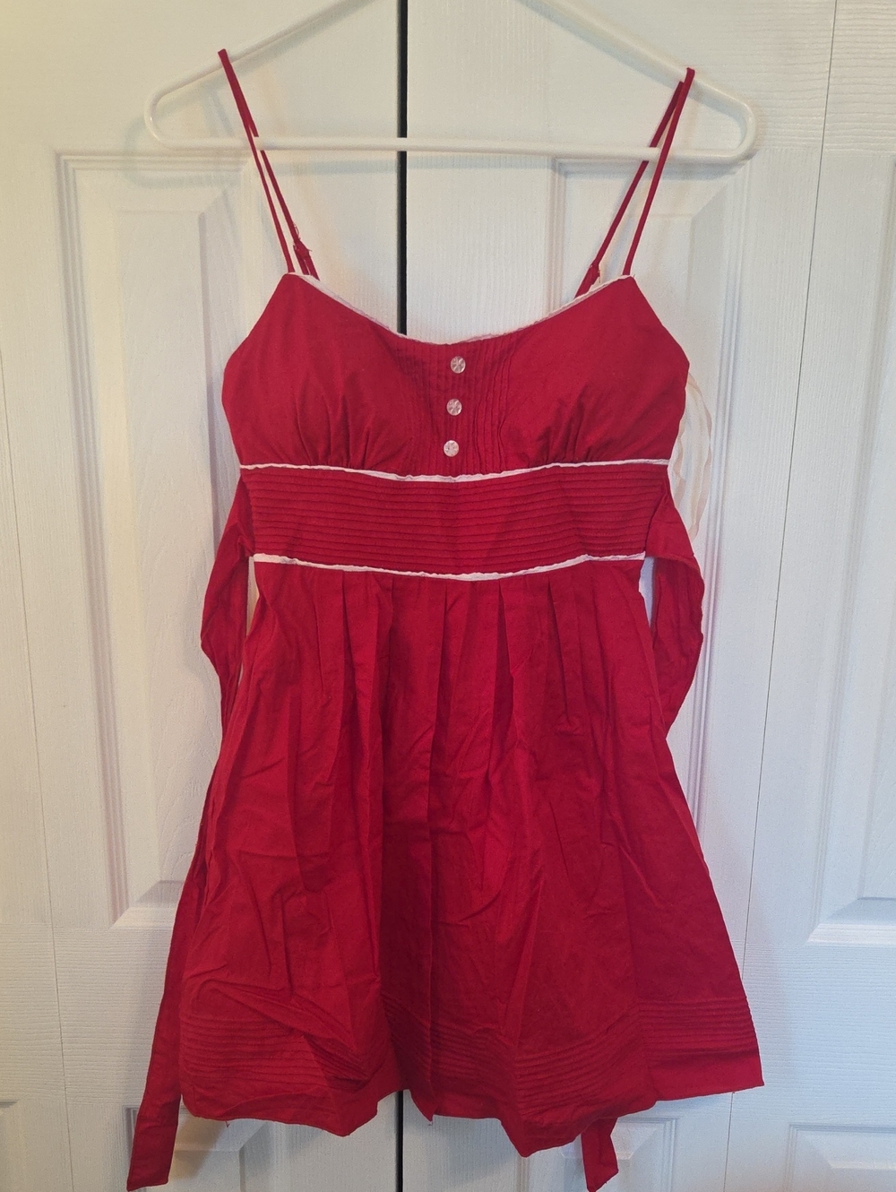 Early 2000s Red Spaghetti-Strap Cotton Sundress